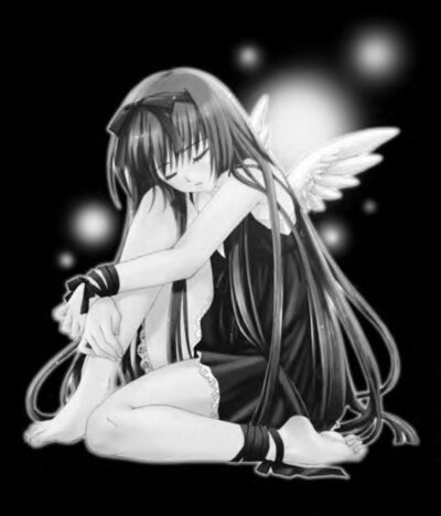Anime girl Sad dark angel