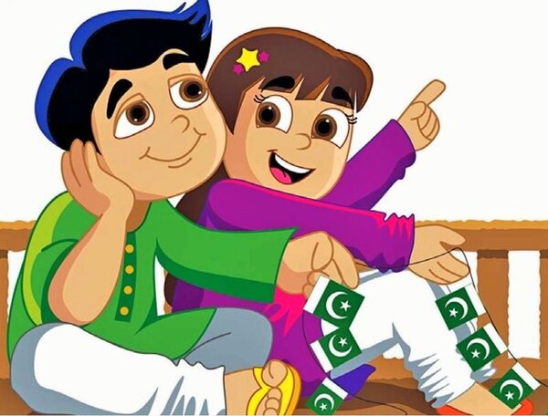 Pakistani Kids with flags