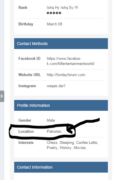 Profile location