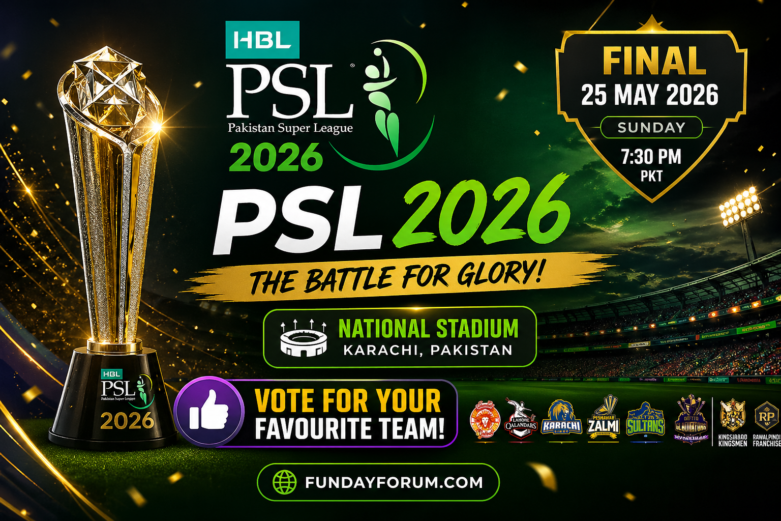 PSL 2026 Supporting Vote Poll – Who Will Win Pakistan Super League 2026?