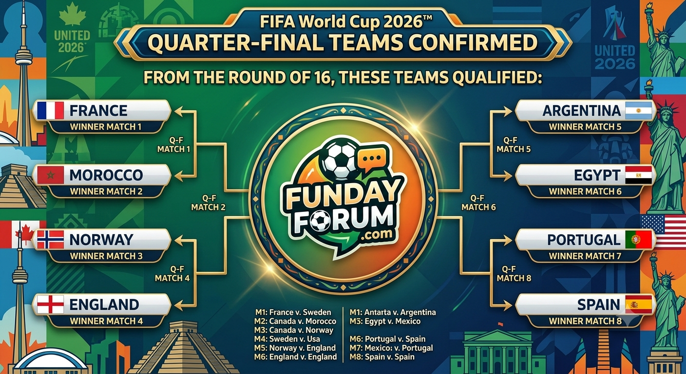 More information about "FIFA World Cup 2026 Quarter-Final Teams Confirmed: Round of 16 Results, Match Summaries & Predictions"