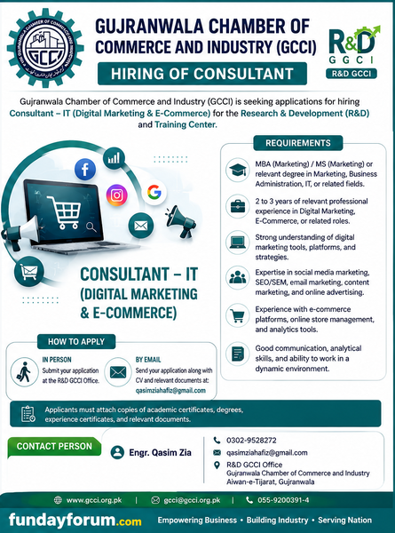 GCCI Hiring Consultant – IT, Digital Marketing & E-Commerce
