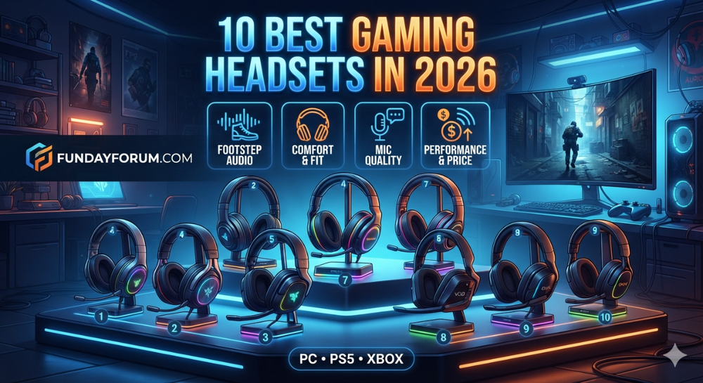 10 best gaming headsets in 2026 for PC, PS5 and Xbox featuring wireless and wired headsets, positional audio, gaming microphones and comfortable designs