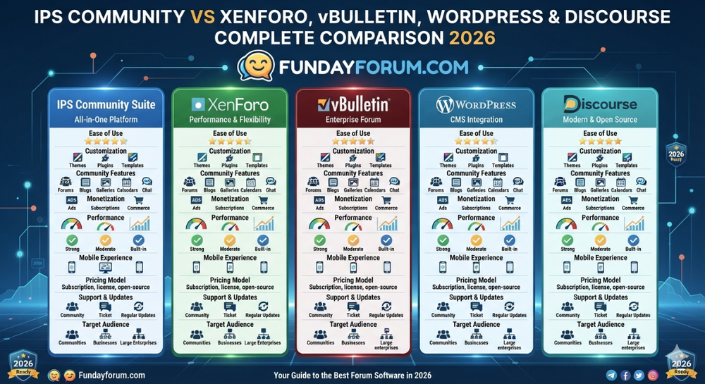 IPS Community vs XenForo, vBulletin, WordPress & Discourse Complete Comparison 2026.png